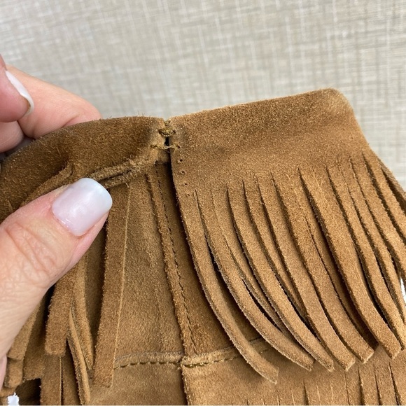Vintage Minnetonka Women's Suede 3-Layer Fringe Moccasin Coachella Boots Sz 7 - Picture 14 of 15